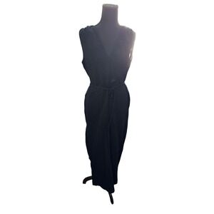 Universal Thread Black Gauze Sleeveless Jumpsuit Braided Tie Waist Size M NWT